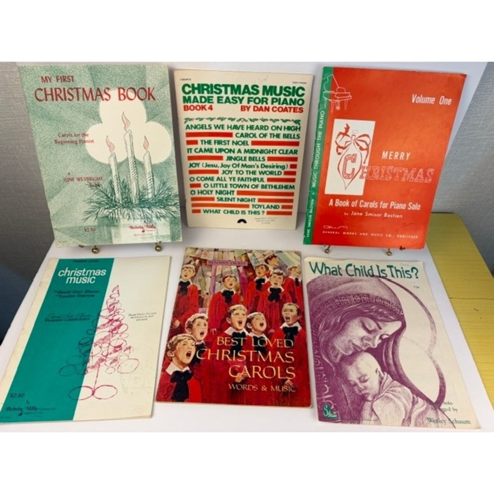 Vintage Christmas Sheet Music Lot 6 Books Piano Carols Dan Coates Bastien 1960s+